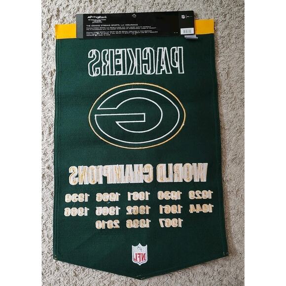 NFL Football GREEN BAY PACKERS World Champions Large 24 x 38 Wool BANNER - Picture 4 of 5